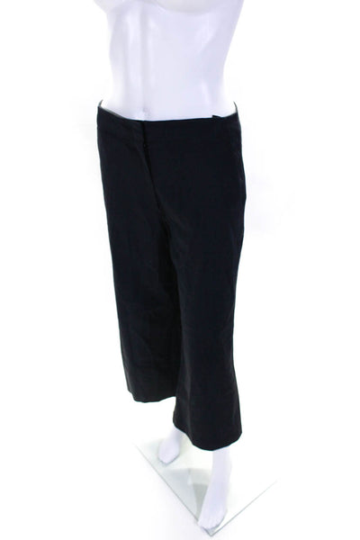 Theory Womens Mid Rise Wide Leg Cropped Pants Navy Blue Linen Size 4