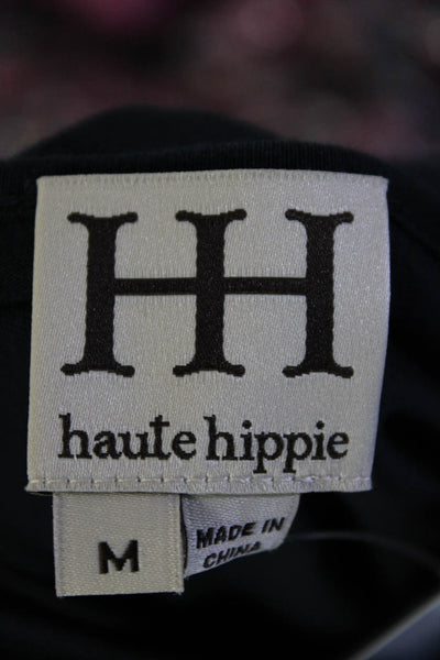 Haute Hippie Womens Scoop Neck Long Sleeve Thin Knit Top Blue Size Medium