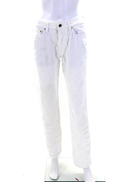 Sid Mashburn Womens Cotton Button Fly Mid-Rise Straight Leg Jeans White Size 31