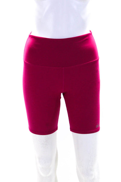 Alo Womens Elastic Waist Slip-On High Waist Athletic Biker Shorts Pink Size S