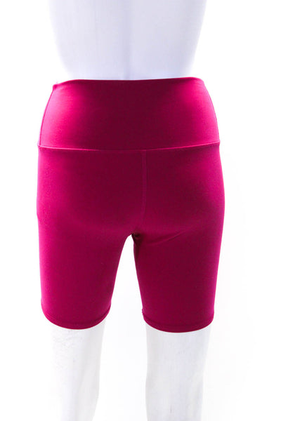 Alo Womens Elastic Waist Slip-On High Waist Athletic Biker Shorts Pink Size S