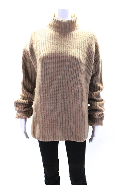 Grey Jason Wu Womens Ribbed Textured Long Sleeve Pullover Sweater Brown Size M