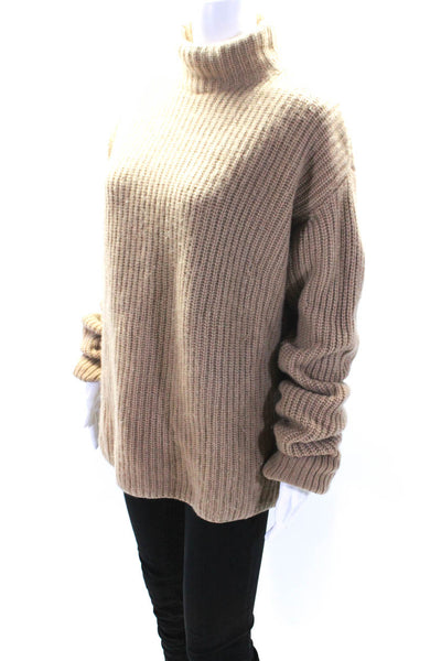 Grey Jason Wu Womens Ribbed Textured Long Sleeve Pullover Sweater Brown Size M