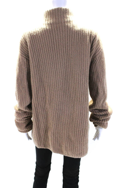 Grey Jason Wu Womens Ribbed Textured Long Sleeve Pullover Sweater Brown Size M