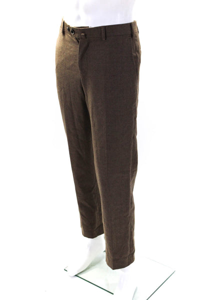 Howard Yount Mens Wool 4 Pocket Button Closure Straight Leg Pants Brown Size 46