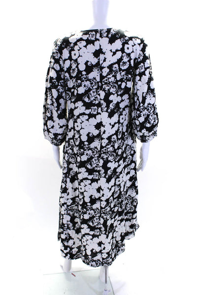 Everlane Womens Long Sleeve Double Slit Floral Print Maxi Dress Black Size 4