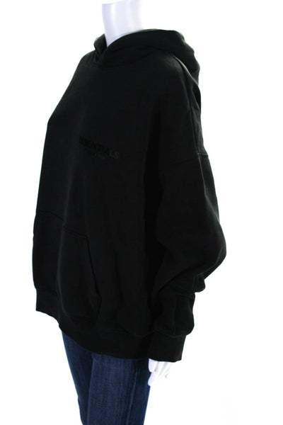 Essentials Womens Long Sleeves Pullover Hoodie Black Cotton Size Medium