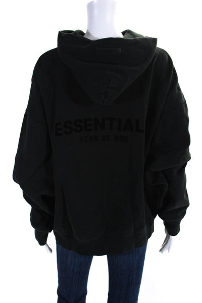 Essentials Womens Long Sleeves Pullover Hoodie Black Cotton Size Medium