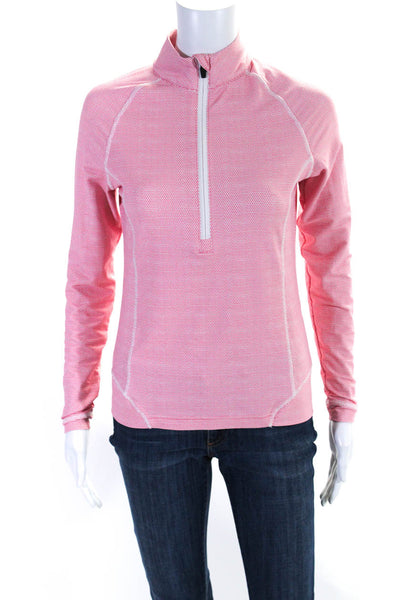 Peter Millar Womens Spotted Quarter Zip Cowl Neck Long Sleeve Top Pink Size XS