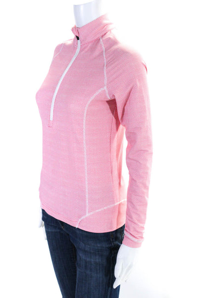 Peter Millar Womens Spotted Quarter Zip Cowl Neck Long Sleeve Top Pink Size XS