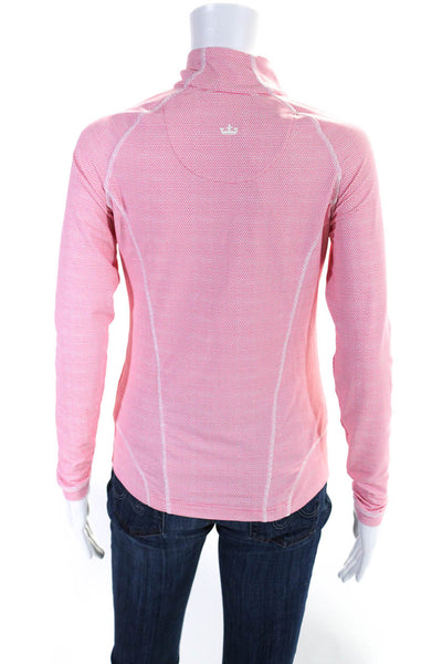 Peter Millar Womens Spotted Quarter Zip Cowl Neck Long Sleeve Top Pink Size XS