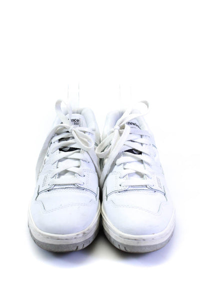 New Balance Womens Lace Up Side Logo Low Top Sneakers Leather White Size 7 US