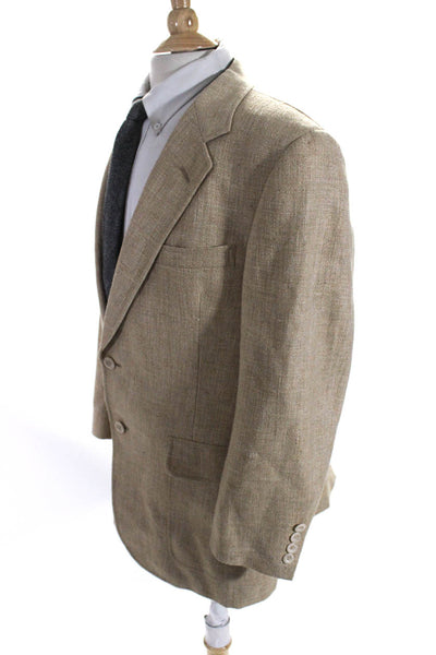 Hart Schaffner Marx Mens Front Pocket Two Button Knit Blazer Beige Size Medium