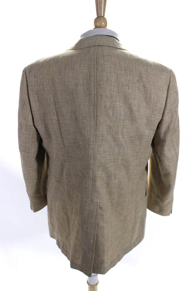 Hart Schaffner Marx Mens Front Pocket Two Button Knit Blazer Beige Size Medium