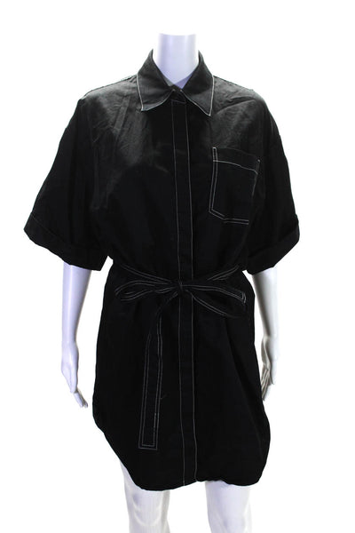 Stockholm Atelier + Other Stories Womens Cotton Short Sleeve Dress Black Size 6