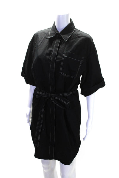 Stockholm Atelier + Other Stories Womens Cotton Short Sleeve Dress Black Size 6