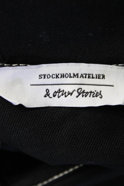 Stockholm Atelier + Other Stories Womens Cotton Short Sleeve Dress Black Size 6