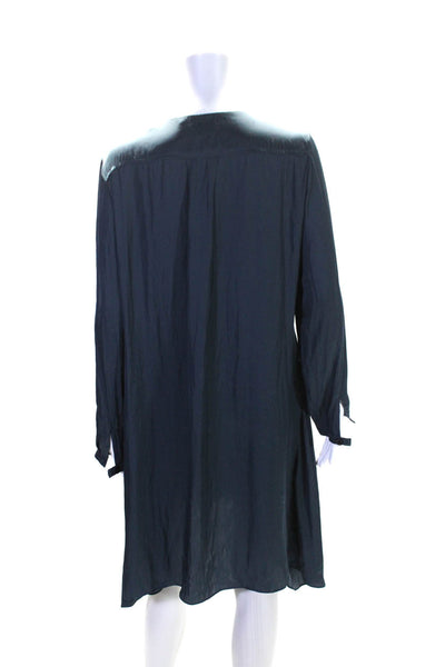 Zadig & Voltaire Womens Round Neck Long Sleeve Button Up Dress Blue Size L