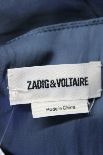 Zadig & Voltaire Womens Round Neck Long Sleeve Button Up Dress Blue Size L