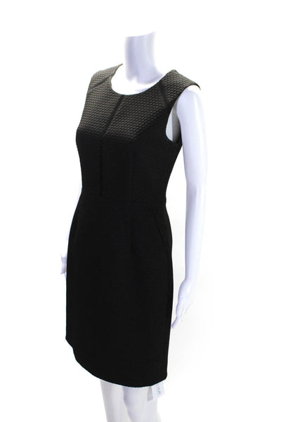 J Crew Womens Textured Sleeveless Knee Length Sheath Dress Black Size 2