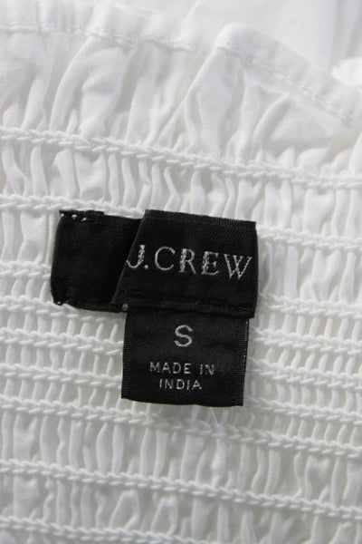 J Crew Womens Cotton Strapless Smocked A Line Dress White Size S