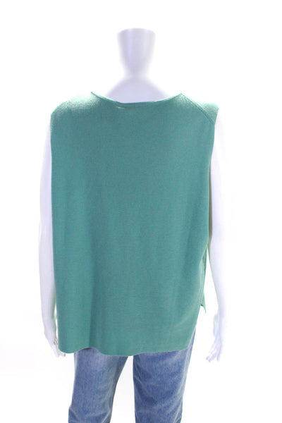 Eileen Fisher Womens Knit Crew Neck Shell Tank Top Turquoise Wool Size XL