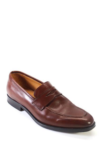 Jack Erwin Mens Leather Pointed Apron Toe Slip-On Casual Loafers Brown Size 7.5