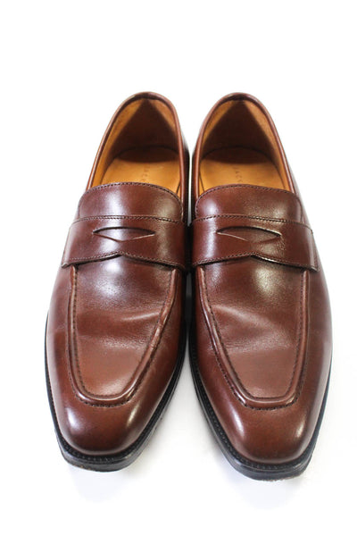 Jack Erwin Mens Leather Pointed Apron Toe Slip-On Casual Loafers Brown Size 7.5