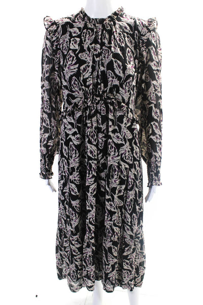 Ba&Sh Women's Ruffle Neck Long Sleeves Tiered Floral Maxi Dress Size M