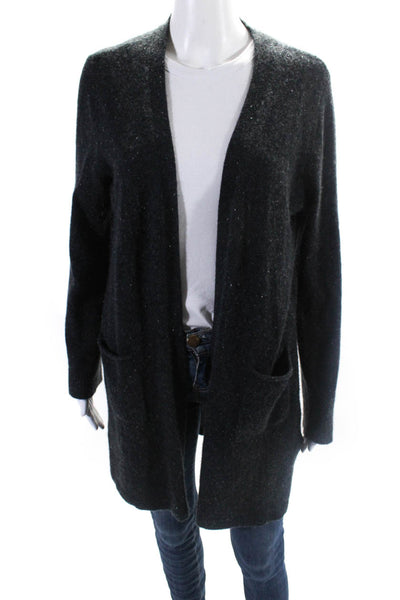 ATM Womens Open Front Long Sleeves Pockets Cashmere Cardigan Sweater Gray Size M