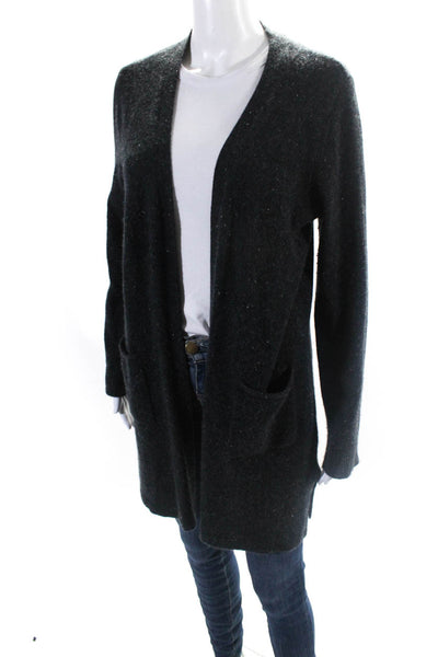 ATM Womens Open Front Long Sleeves Pockets Cashmere Cardigan Sweater Gray Size M