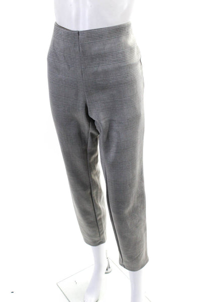 T Tahari Women's Elastic Waist Flat Front Straight Leg Dress Pant Gray Size M