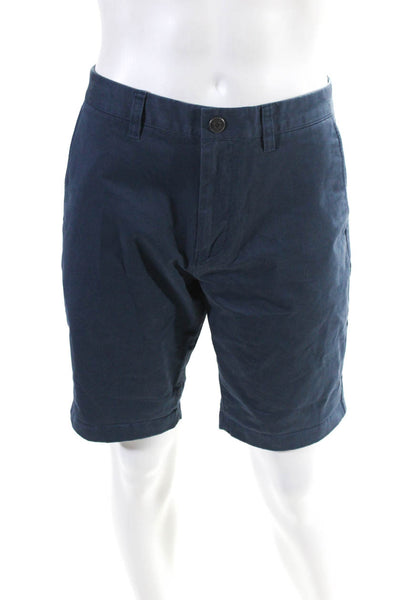 Bonobos Mens Cotton Mid Rise Zip Up Cuffed Chinos Shorts Blue Size 33