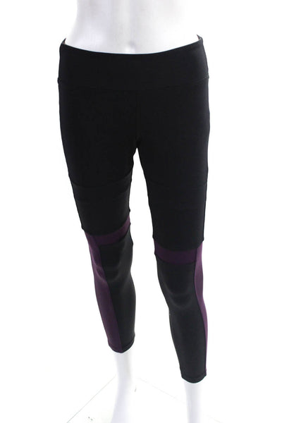 Koral Womens Color Block Ankle Leggings Pants Black Purple Size Large