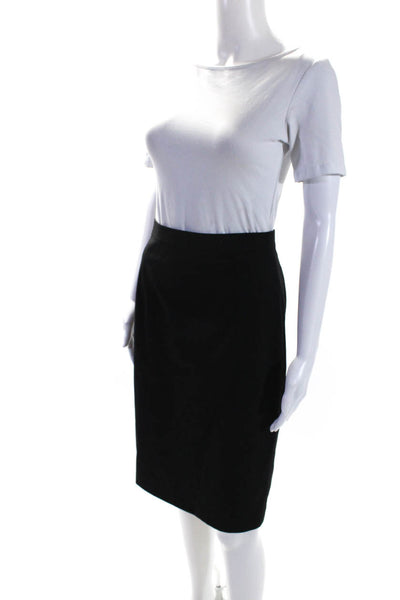 Theory Womens Back Zip Knee Length Pencil Skirt Black Wool Size 2