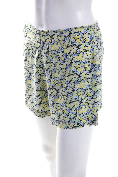 Equipment Femme Womens Back Zip High Rise Silk Floral Short Shorts Yellow XS