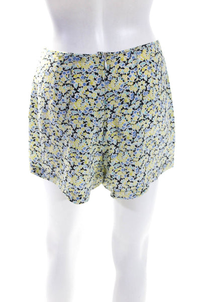 Equipment Femme Womens Back Zip High Rise Silk Floral Short Shorts Yellow XS