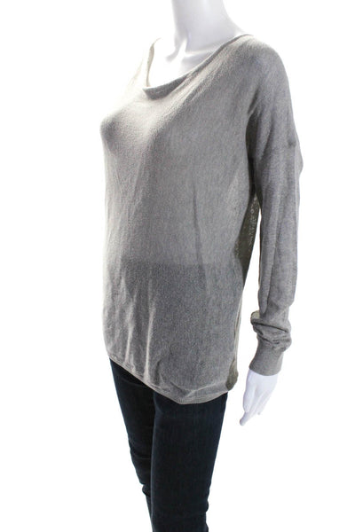 Vince Womens Long Sleeve Oversized Scoop Neck Cashmere Knit Shirt Gray Size XS