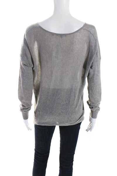 Vince Womens Long Sleeve Oversized Scoop Neck Cashmere Knit Shirt Gray Size XS