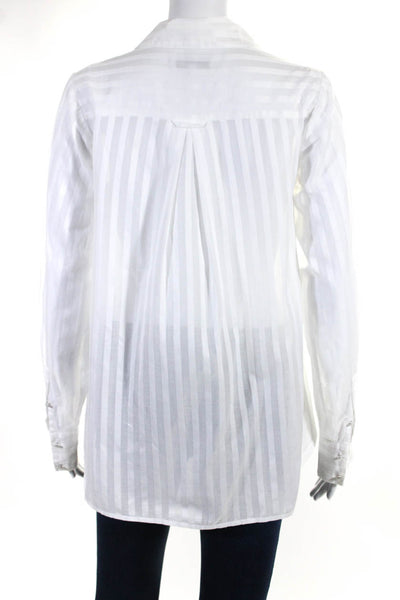 Intermix Womens Button Up Long Sleeve Collared Striped Shirt White Cotton Size 0