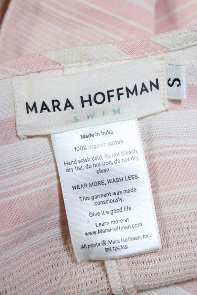 Mara Hoffman Swim Womens Cut Out Tie Front Striped Dress White Pink Size Small