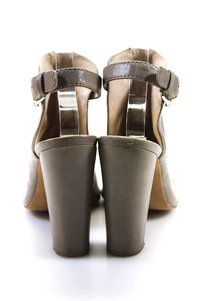 Vince Camuto Womens Leather Sling Back Buckle Up Open Toe High Heels Gray Size 9