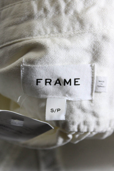 Frame Womens Short Puff Sleeve Denim Mini Shirt Sheath Dress White Size Small