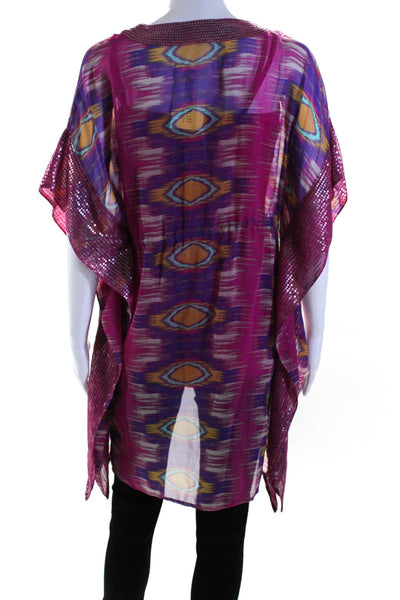 Kyle by Kyle Richards Womens Abstract Print Batwing Blouse Top Multicolor Size S