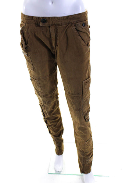 Ralph Lauren Blue Label Womens Mid Rise Cargo Pants Brown Cotton Size 29