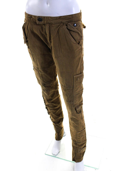 Ralph Lauren Blue Label Womens Mid Rise Cargo Pants Brown Cotton Size 29