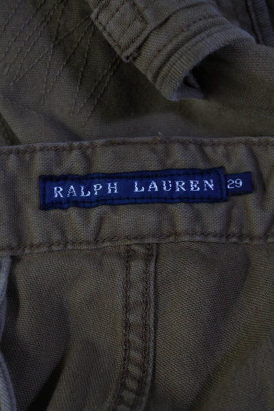 Ralph Lauren Blue Label Womens Mid Rise Cargo Pants Brown Cotton Size 29