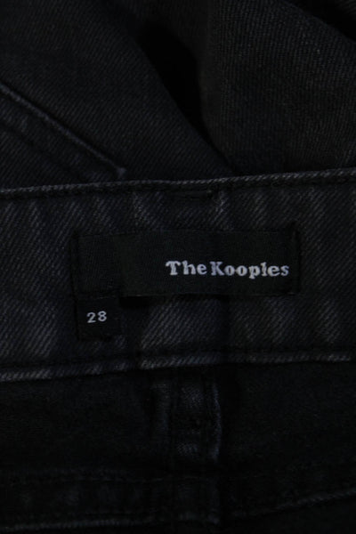 The Kooples Womens Embroidered Mid Rise Skinny Leg Jeans Black Cotton Size 28