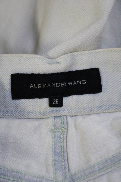 Alexander Wang Womens Zipper Ankle Skinny Leg Jeans White Blue Cotton Size 26