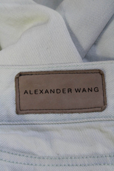 Alexander Wang Womens Zipper Ankle Skinny Leg Jeans White Blue Cotton Size 26